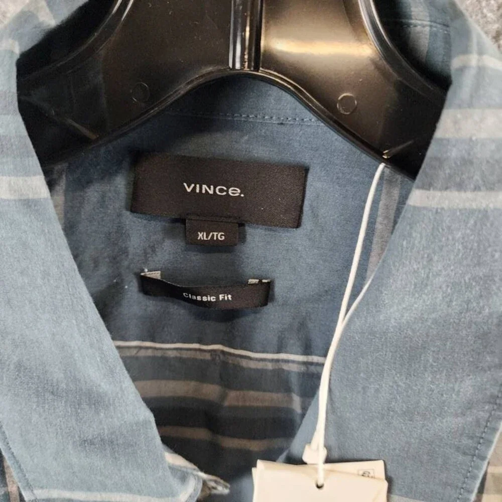 Vince Lorimer Plaid Long Sleeve Shirt Men's XL Harbor Blue Combo Button Closure